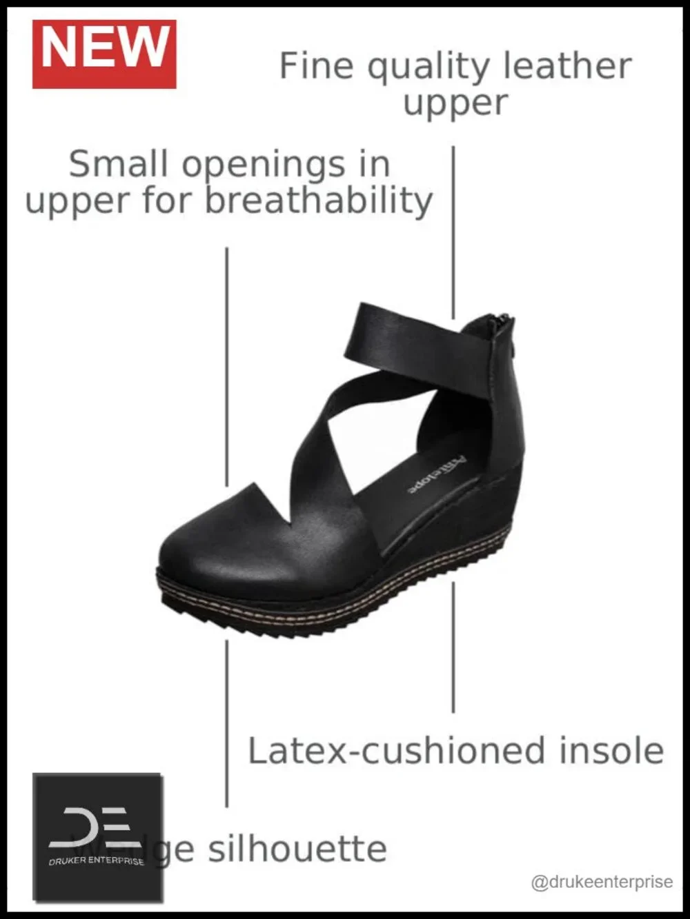 Women's Leather Wedge Mules with Cushioned Latex Insole, 2-Inch Heel, Water